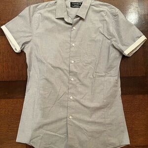 Topman Men's Grey Short Sleeve Shirt